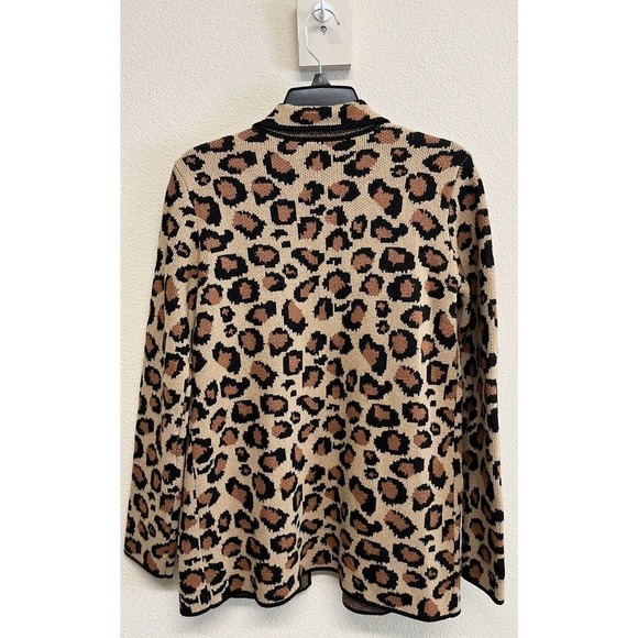 Talbots Leopard Cardigan Knit Blazer Size XS Wool Blend Tan NEW - Picture 5 of 10